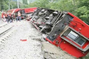 Locomotiva unui tren a deraiat: a lovit o cireadă de vite!